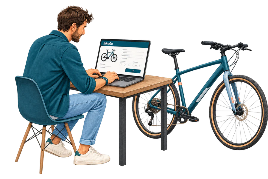 Eine Person füllt das BikeGo-Formular am Laptop aus